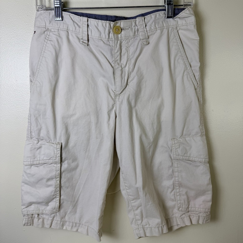 Tommy Hilfiger Boys Size 16 Regular Cargo Shorts Khaki Beige Cotton Pockets